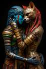 Egyptian gods in romantic embrace. AI Generated. Art Print